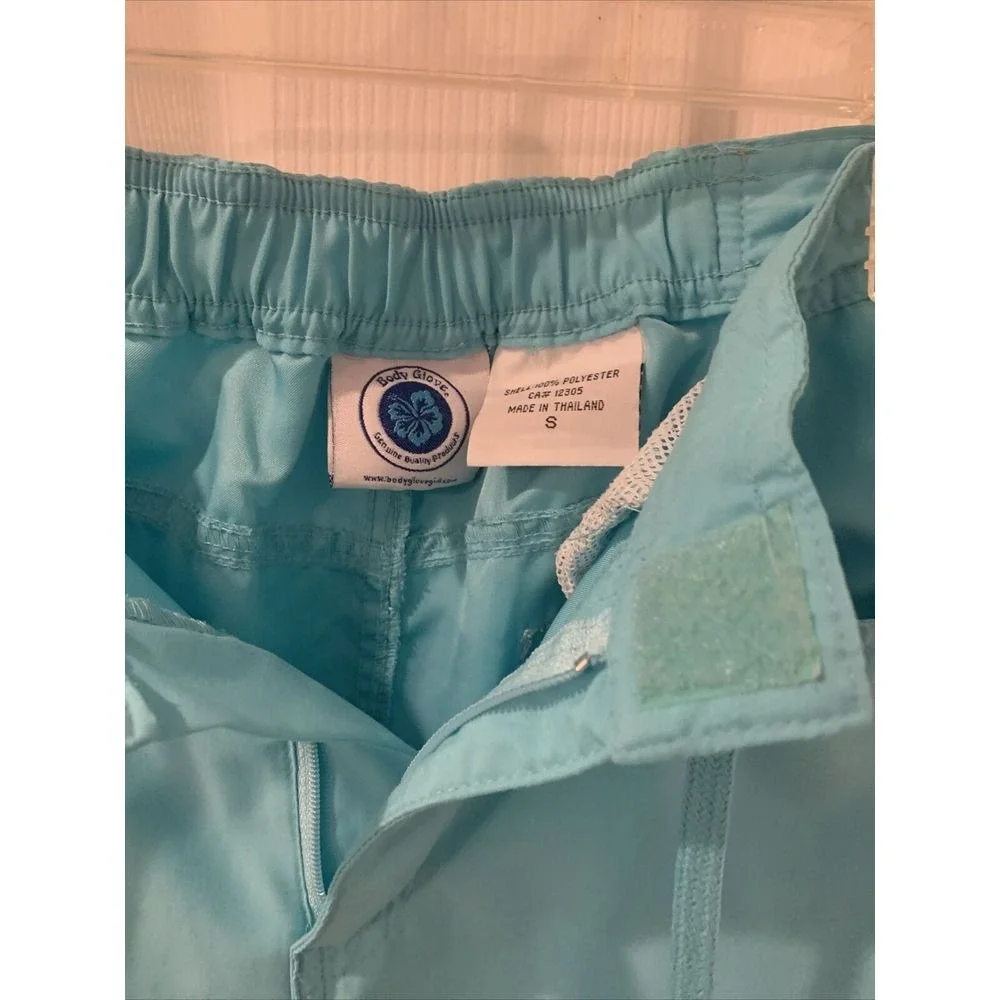 Body Glove Swim Shorts Elastic Waist‎ Drawstring Pockets Aqua Blue Sz S